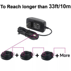 16ft DC Power Extension Cable 5.5mm x 2.1mm Male Female Cord 18AWG 12V 24V 10A