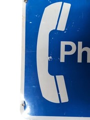 Retro Vintage Rustic Used 18″ Real PHONE / PAY PHONE STREET SIGHN / ROAD SIGHN