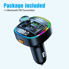 Bluetooth5.0 Car Wireless FM Transmitter Adapter USB PD Charger AUX Hand-Free US