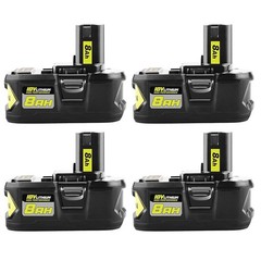 2 Packs 8.0Ah 18 Volt High Capacity for Ryobi P109 P191 Power Tools Battery