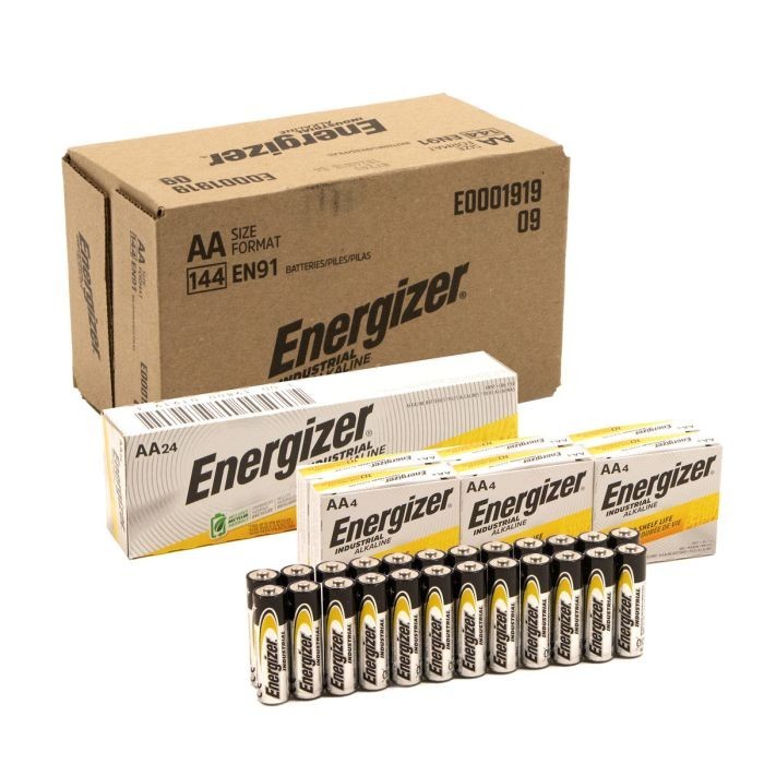Energizer EN91 Industrial Alkaline Batteries, AA, Case of 144, EXP. 12/2035