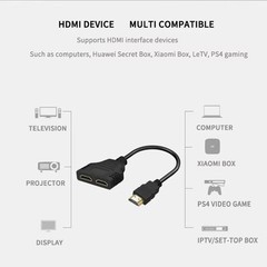 4K HDMI Cable Splitter Adapter 2.0 Converter 1 In 2 Out 1 Male to 2 Female lot