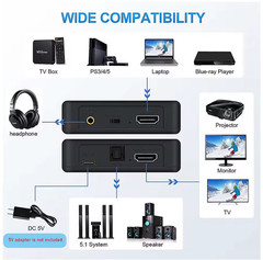4K HDMI Audio Extractor HDMI Audio Splitter HDMI to toslink+Aux Audio+HDMI Video