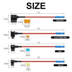 16 Pack 4 Types Fuse Tap, Upgraded 12V Car Add a Circuit Fuse Tap Kit – Standard
