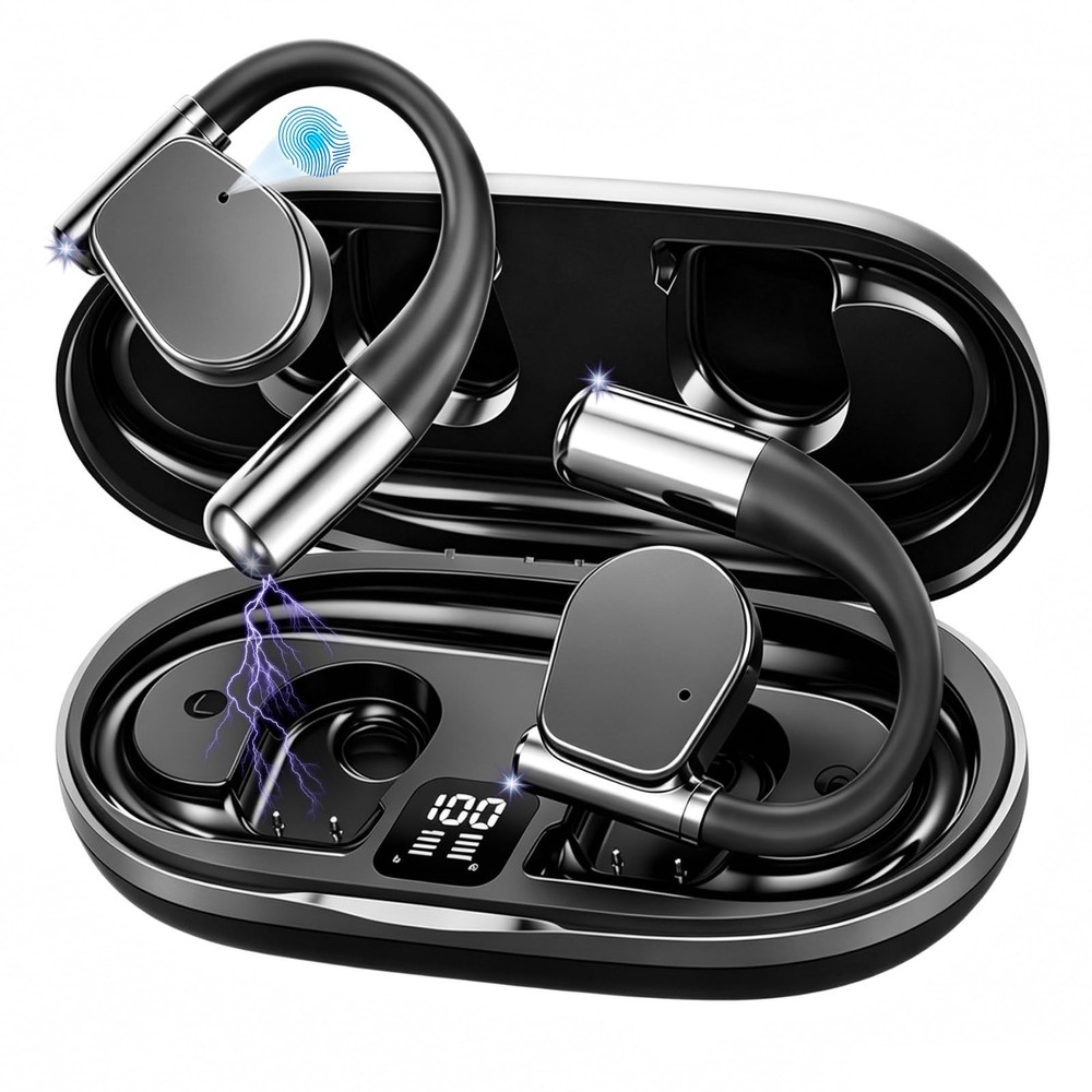 APE-BSW Open-Ear Wireless Earbuds with an earhook One Size Fits All, Black