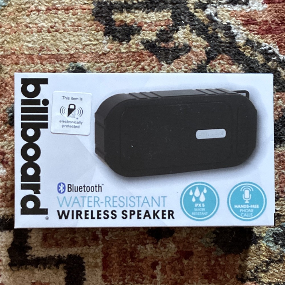 Billboard Portable Bluetooth Water-Resistant Speaker, FM, MicroSD, Black