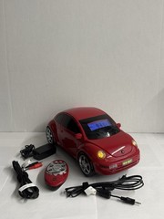 Sharper Image VW Beetle CD Player Radio Tested Working Alarm Clock Red Car GT113