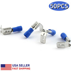 50pcs Vinyl Insulated Piggyback 6.3mm Spade Terminals 16-14AWG Wire Connector US
