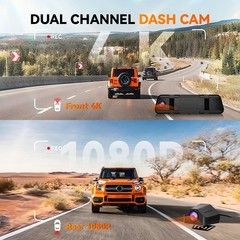 WOLFBOX G930 4K 10″ Rear View Mirror Camera, Dash Cam Front and Rear for Car