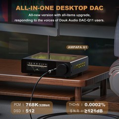 Ampapa Q1 Bluetooth USB DAC w/ ESS9039+AK4493 Chip, XMOS XU316, VU Meters