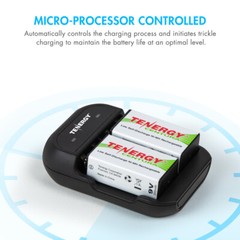 Tenergy TN141 2 Bay 9V Charger Combos with 9V NiMH Rechargeable Batteries