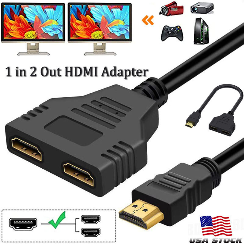 4K HDMI Cable Splitter Adapter 2.0 Converter 1 In 2 Out 1 Male to 2 Female lot