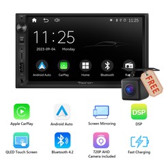 CAM+Indash Android Auto CarPlay 7″ 2Din Car Stereo Radio GPS Bluetooth Head Unit
