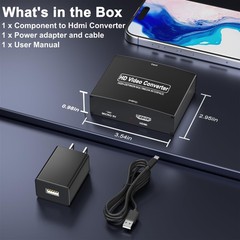 Component to Hdmi Converter, YPbPr + R/L Audio to HDMI Converter Aluminum All…