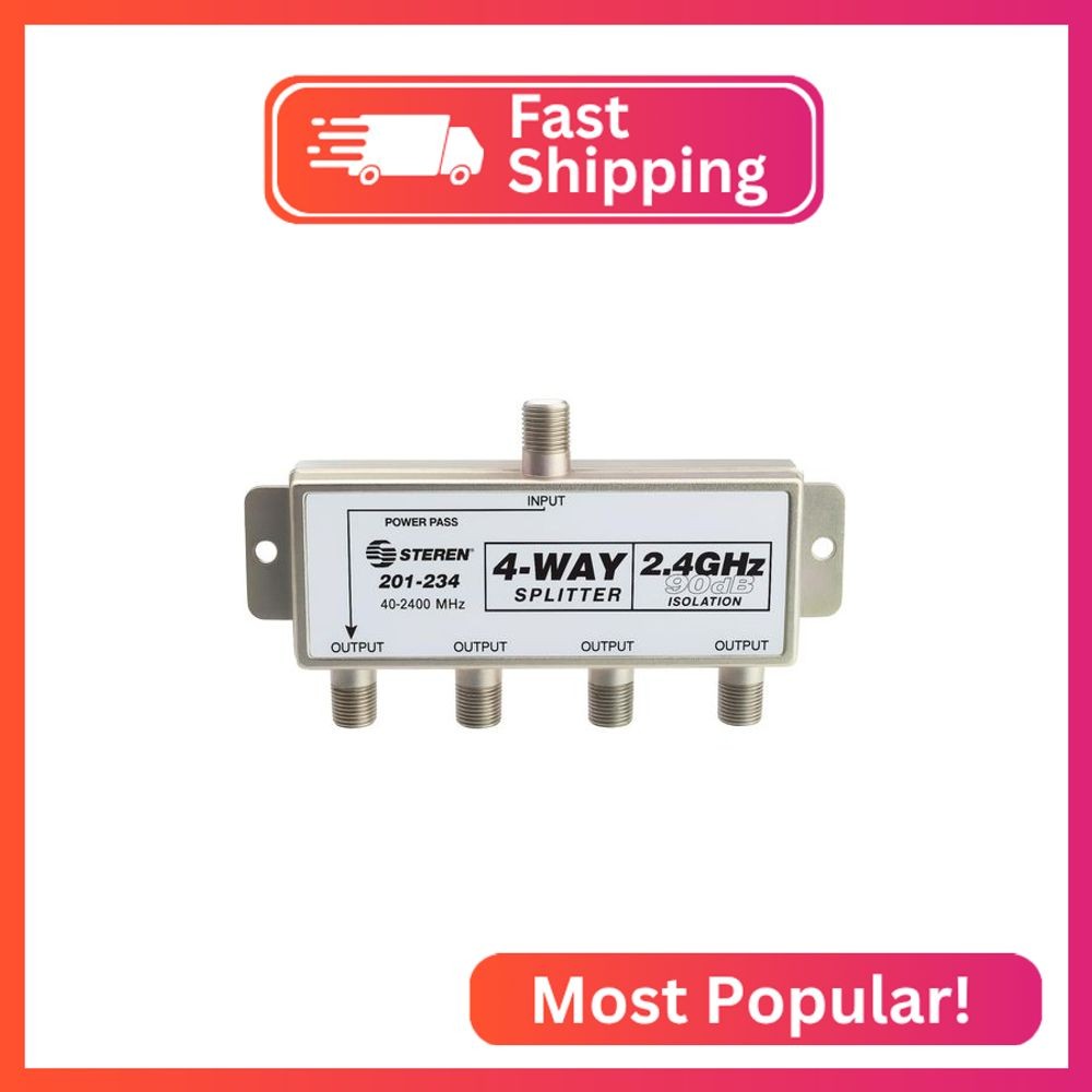STEREN 4-Way 2.4GHz 90dB 1 Port Power Pass DC Passing On One Port F-Pin Coaxial