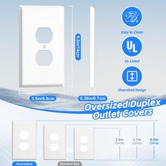 Oversized Duplex Outlet Covers, 6 Pack Jumbo Electrical 6 Pack, White