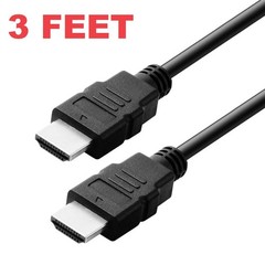 2 Pack Digital High-Speed 1.4 HDMI Cable PVC 2160p Black Cord (3 feet) Black