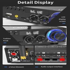 300W Bluetooth Amplifier LED Powerful Hifi Stereo Amplifier, 2.0 Channels LP-T2