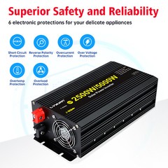 2500W 5000W Power Inverter 12V to 110V Converter With 2USB 3AC LCD Display Black