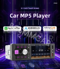 4.1in Bluetooth Car Radio Stereo Single 1Din For CarPlay Android Auto AUX USB