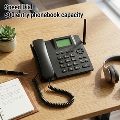 Cordless Landline Phone Dual SIM Multifunction For Home Black Easy To Use