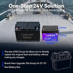 HAYA 24V 50Ah LiFePO4 Lithium Battery Pack for RV Marine Trolling Motor 50A BMS