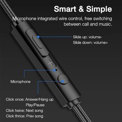 3.5mm Wired Earphones with Microphone Bass Stereo Earbuds Phone In-line Control