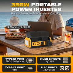 Pure Sine Wave 350W Power Inverter For DeWalt20VBattery 120V AC 140W Fast Charge