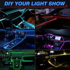Upgrade 6 in 1 Ambient Strips 16 Million Color RGB LED Car Interior Light Kit US