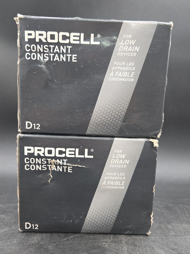 PACK OF 2 Duracell 1.5V D12 Procell Alkaline-Manganese Dioxide Battery, 12 Count