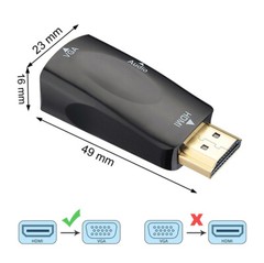 HDMI Male to Gold-Plated VGA Female Adapter w/ 3.5mm Audio Port f PC/Laptop/HDTV