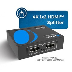 OREI HDMI Splitter 1 in 2 out, upto 4K@30Hz Display Duplicate/Mirror (HD-102)