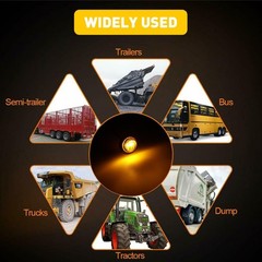 20PCS 1 Inch Round Amber 3 LED Side Marker Clearance Lights with Chrome Bezel US