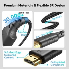 UVOOI Short HDMI Cable 1 FT 2-Pack, 48Gbps Ultra High Speed 8K 1FT, Black