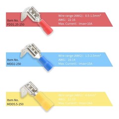 100pcs Mixed Insulated Piggy Back Spade Connectors | Crimp Terminals 10-22AWG⚡