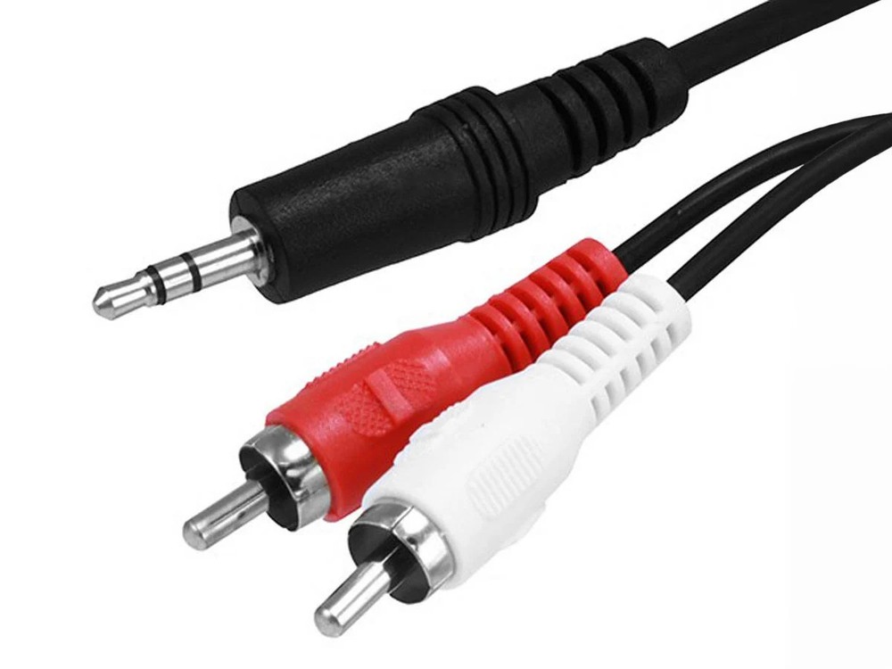 Monoprice 6ft 3.5mm (1/8″) Male Stereo TRS Plug to 2 RCA Male Plug Cable – Black