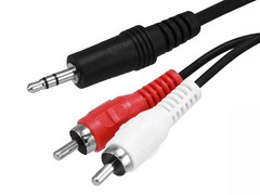 Monoprice 6ft 3.5mm (1/8″) Male Stereo TRS Plug to 2 RCA Male Plug Cable – Black