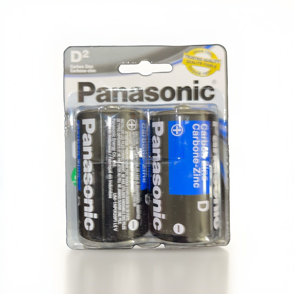 2x Panasonic D Batteries Super Heavy Duty Power Carbon Zinc Battery Exp 08/2028