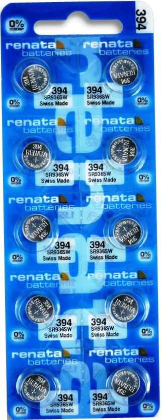 Renata 394 SR936SW 1.55V Silver Oxide (50 Batteries) Strips of Ten Exp.02/24
