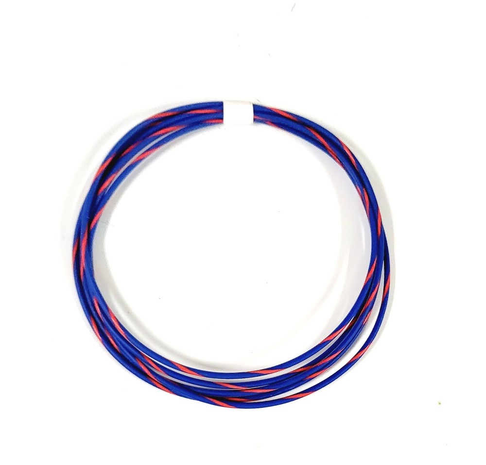 25 FEET AUTOMOTIVE WIRE 18 AWG HIGH TEMP TXL WIRE BLUE WITH RED STRIPE