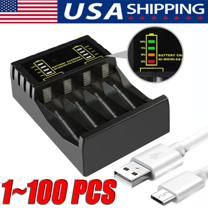 Universal USB Battery Charger 100st Charger AA AAA Rechargeable Batteries LOT