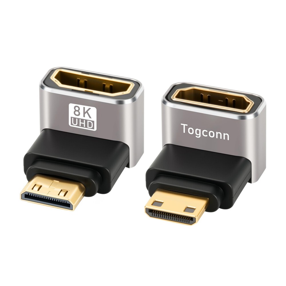 90 Degree Mini HDMI to 2 Pack, (Up & Down) Male Female