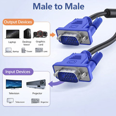 VGA SVGA Cable 6FT Male to Male LCD PC TV -Fast Shipping – USA Seller