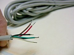 7 pin keyed male din connector connected to 20 ft cable