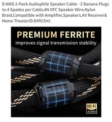 12 AWG 2Pack Audiophile Speaker Cable Wire with Banana Plugs, 4N OFC 9.8 Feet
