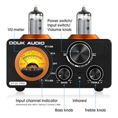 Douk Audio ST-01 PRO Bluetooth Tube Amplifier VU Meter USB DAC COAX/OPT Amp 100W
