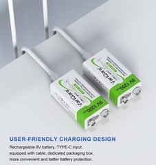 VariCore 1200mAh Rechargeable 9V Batteries USB C 2PCS,9 Volt USB Lithiumion B…