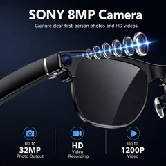 AI Smart Glasses Gradient Lenses Men Women With 8MP Camera 4K HD Video Recorde