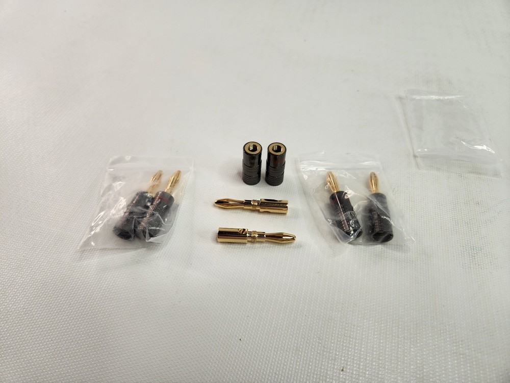 FosPower Bundle Dual Screw Audio 24K Gold Plated Jack Connector Speakers