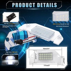 LED License Plate Light for 2005-2014 Vehicles, 18-SMD LED Rear Tag Lamps, 6000K